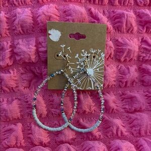 Elegant Beaded Hoop Earrings on French wire